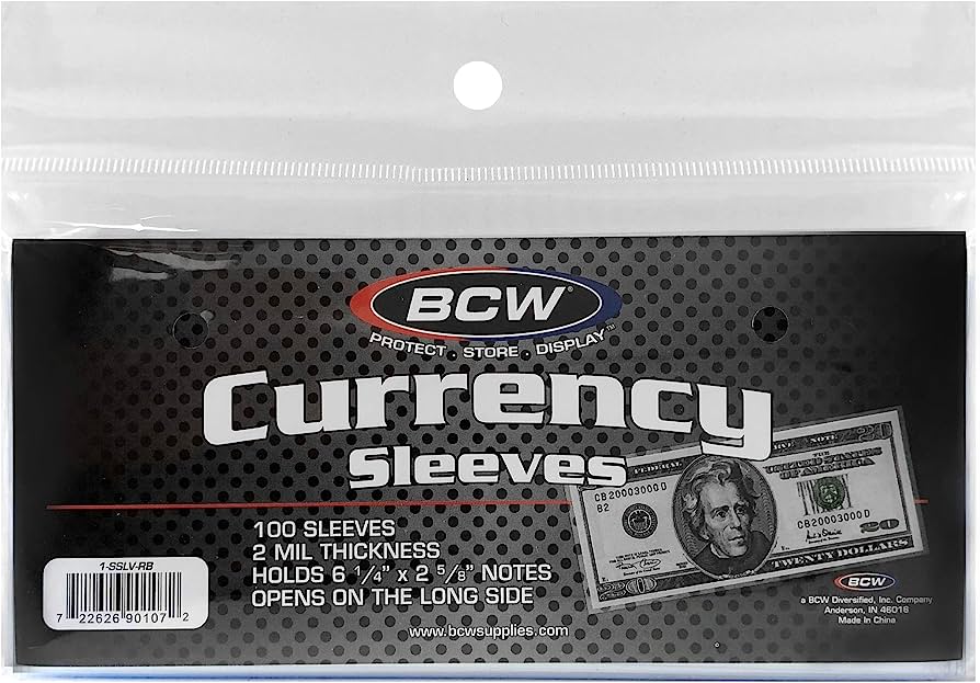 BCW Sleeves Currency Regular Bill (159x68.3mm) - (Suitable For Australian Decimal Paper and Polymer Banknotes)